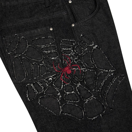 "spiderweb v2" black raw Denim