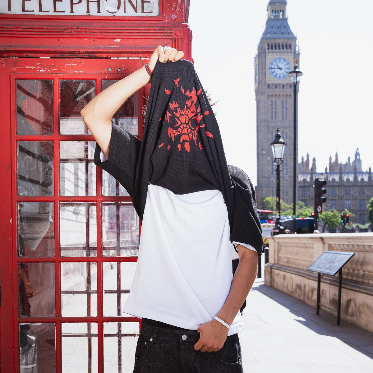 "spiderweb v2" waffle T Shirt black