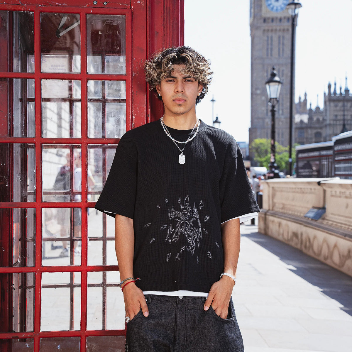 "spiderweb v2" waffle T Shirt black