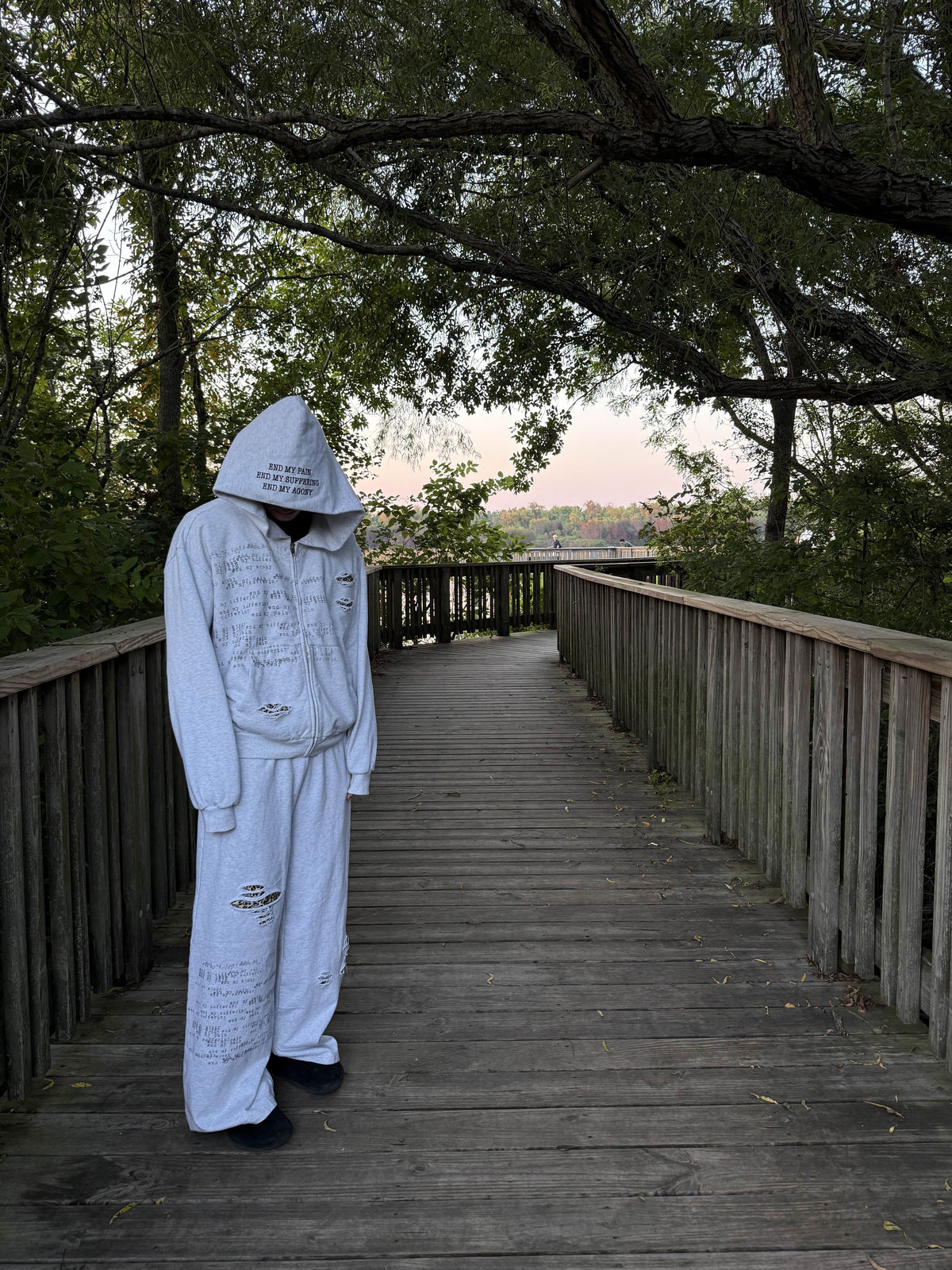 "the end" sweats grey